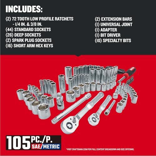 craftsman-cmmt12123-105-piece-mechanics-tool-set-sae-metric-with-1-4-3-8-drive-l image 8