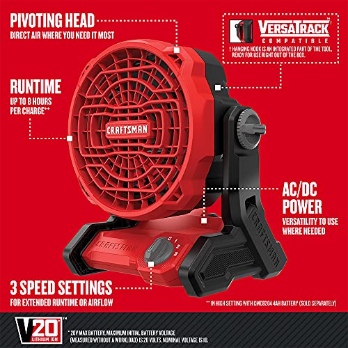 craftsman-cmce001b-v20-cordless-jobsite-fan-ac-dc-3-speeds-tool-only image 8