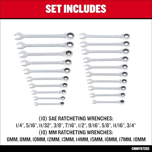 craftsman-20-piece-90-tooth-sae-metric-ratcheting-wrench-set-with-case-cmmt87220 image 7