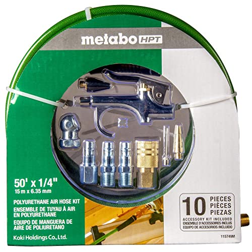 metabo-hpt-air-compressor-accessory-kit-poly-50-ft-x-1-4-inch-air-hose-w-accesso image 4