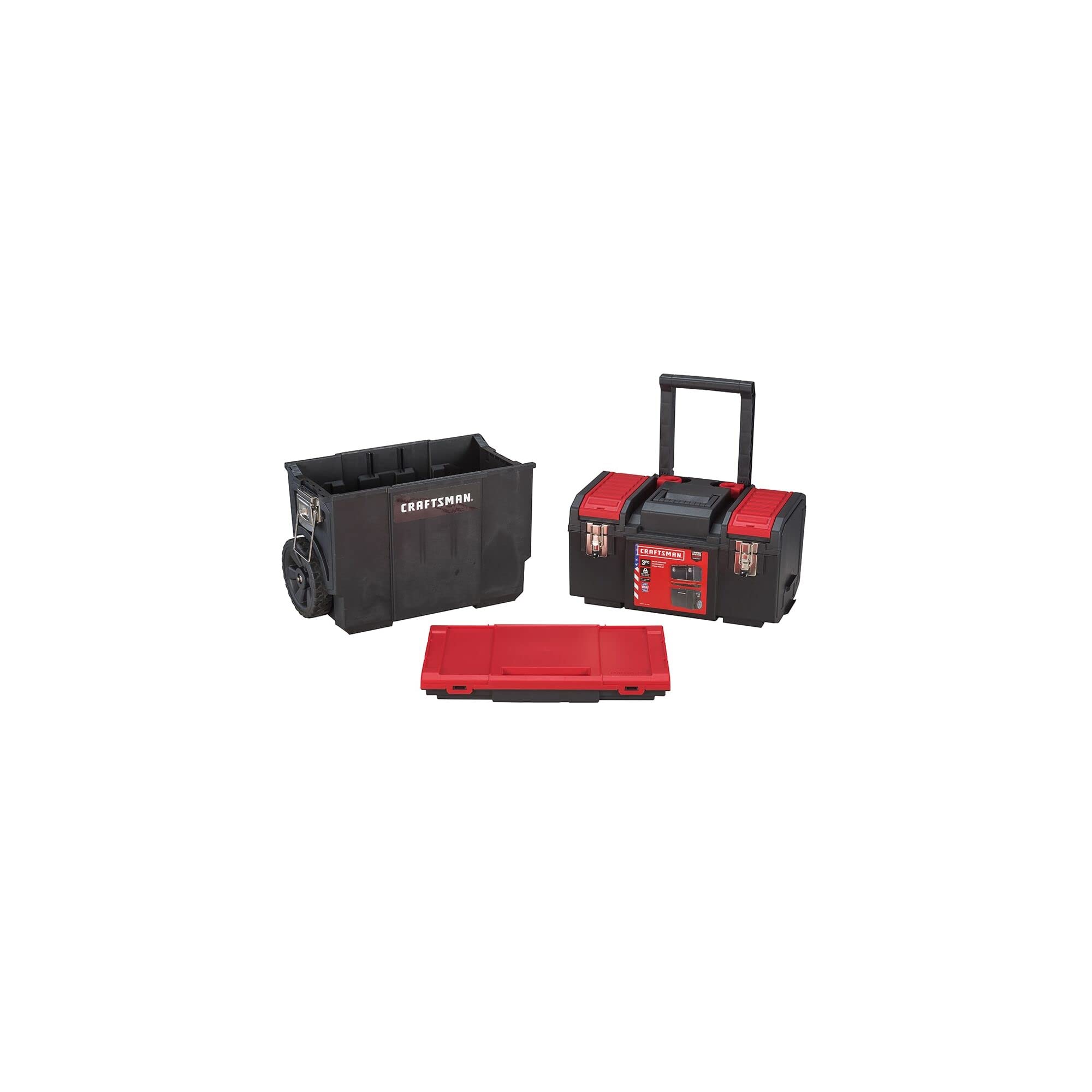 craftsman-19-in-3-in-1-rolling-tool-box-with-wheels-cmst18614-lockable-red-plast image 2