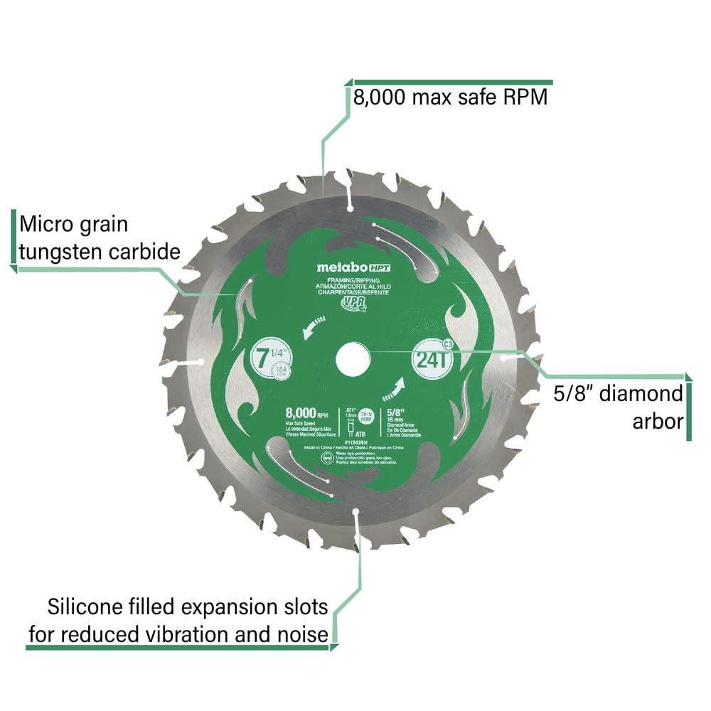 metabo-hpt-circular-saw-blades-7-1-4-24t-framing-ripping-vpr-blades-5-8-diamond- image 3