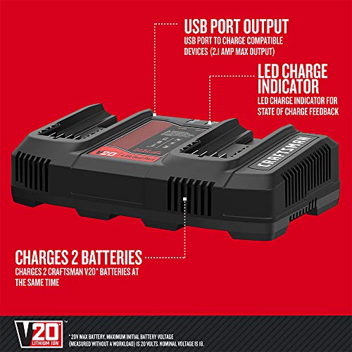 craftsman-v20-2ah-lithium-ion-dual-port-battery-charger-cmcb124 image 8