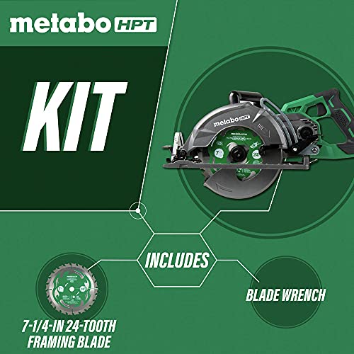 metabo-hpt-7-1-4-inch-worm-drive-circular-saw-15-amp-c7wdm-with-24t-framing-blad image 8