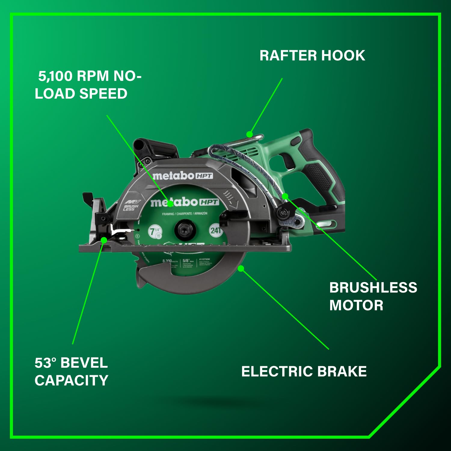 metabo-hpt-36v-multivolt-rear-handle-circular-saw-brushless-7-1-4-blade-c3607dwa image 4
