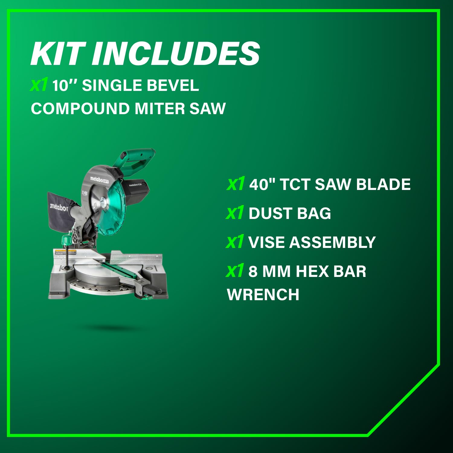 metabo-hpt-c10fcg2-10-inch-single-bevel-compound-miter-saw-15-amp-5-000-rpm-ligh image 5