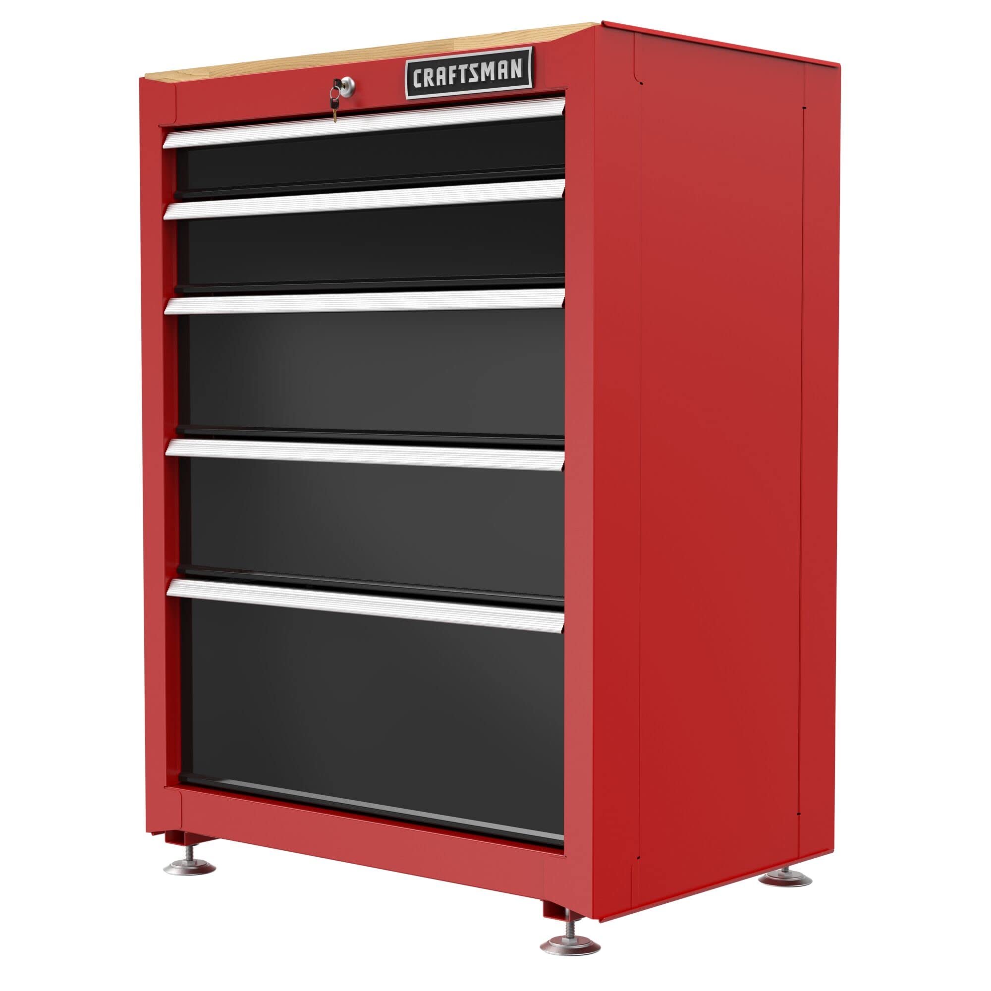 craftsman-cmst22602rb-5-drawer-metal-garage-storage-cabinet-with-butcher-block-t image 3