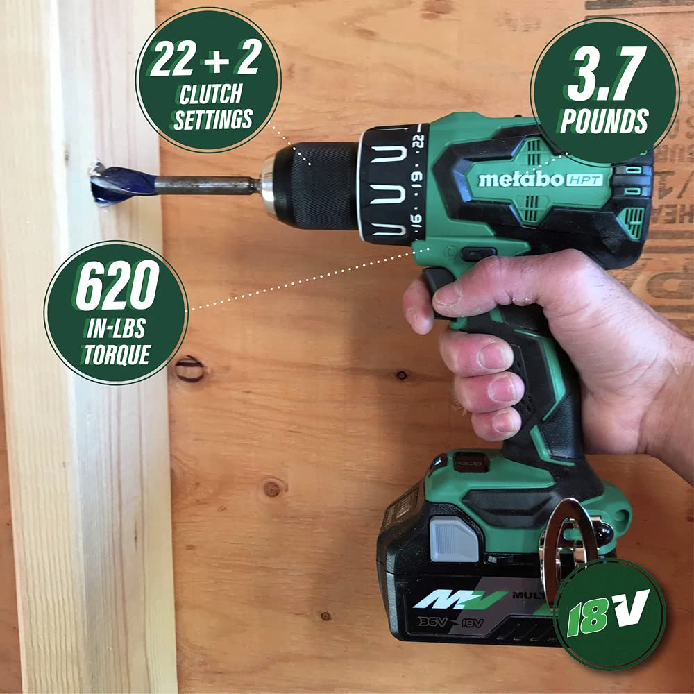 metabo-hpt-18v-brushless-hammer-drill-dv18dbfl2t-with-two-batteries-36v-18v-mult image 3