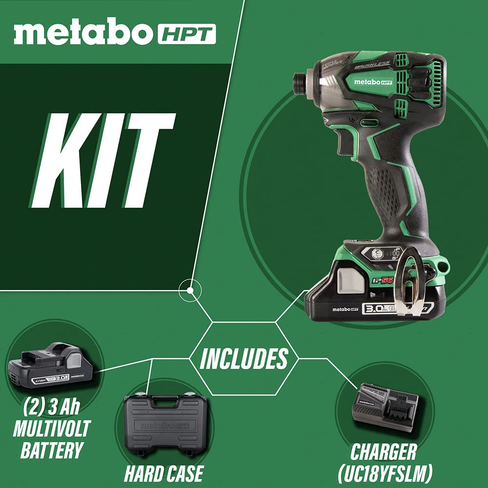 metabo-hpt-18v-cordless-impact-driver-kit-triple-hammer-technology-2-3-0ah-batte image 2