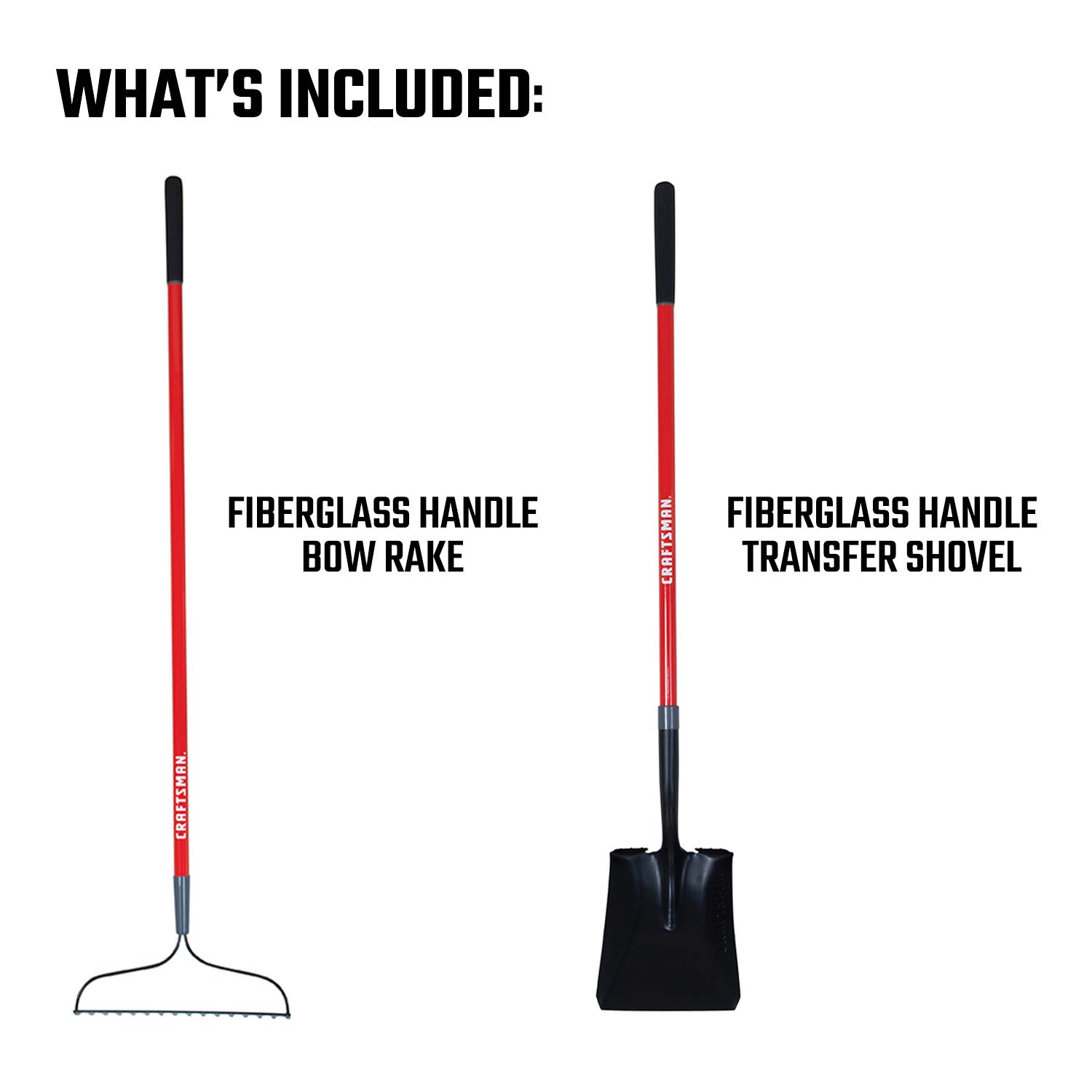 craftsman-2-piece-garden-tool-set-with-transfer-shovel-and-bow-rake-fiberglass-h image 2