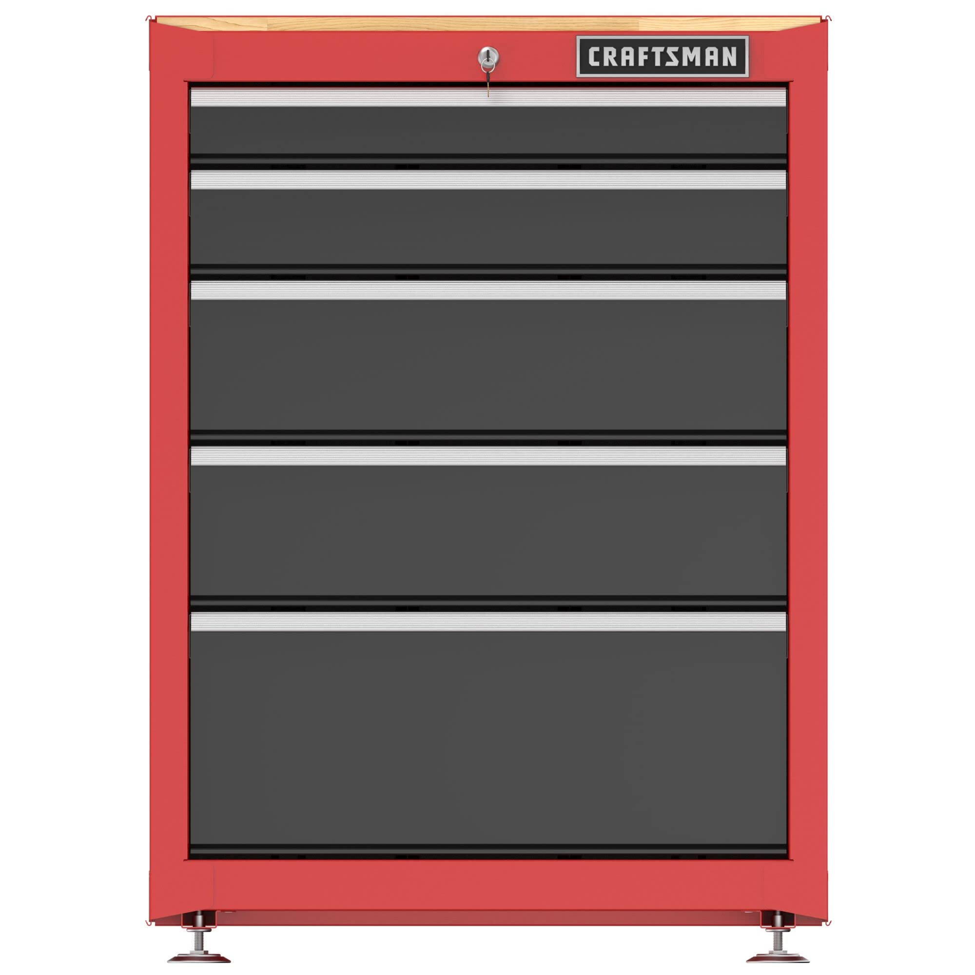 craftsman-cmst22602rb-5-drawer-metal-garage-storage-cabinet-with-butcher-block-t image 1