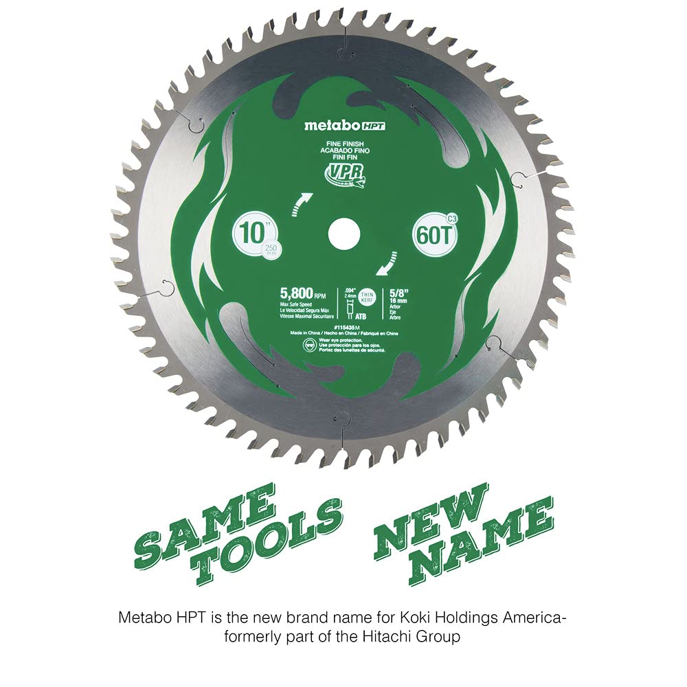 metabo-hpt-10-inch-miter-saw-table-saw-blade-60t-fine-finish-5-8-arbor-115435m image 3