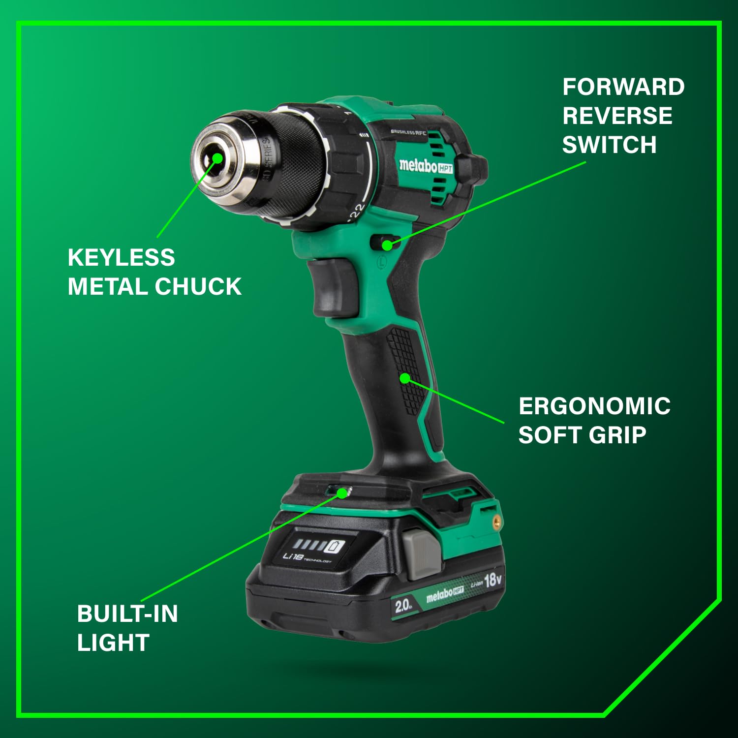 metabo-hpt-18v-multivolt-1-2-cordless-brushless-driver-drill-kit-2-batteries-and image 3