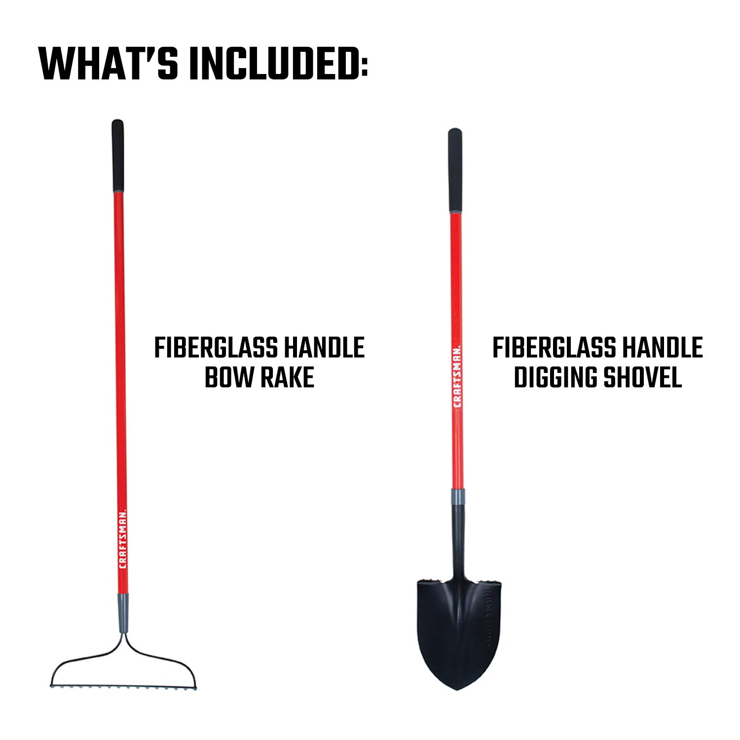 craftsman-2-piece-garden-tool-set-with-digging-shovel-and-bow-rake-fiberglass-ha image 2