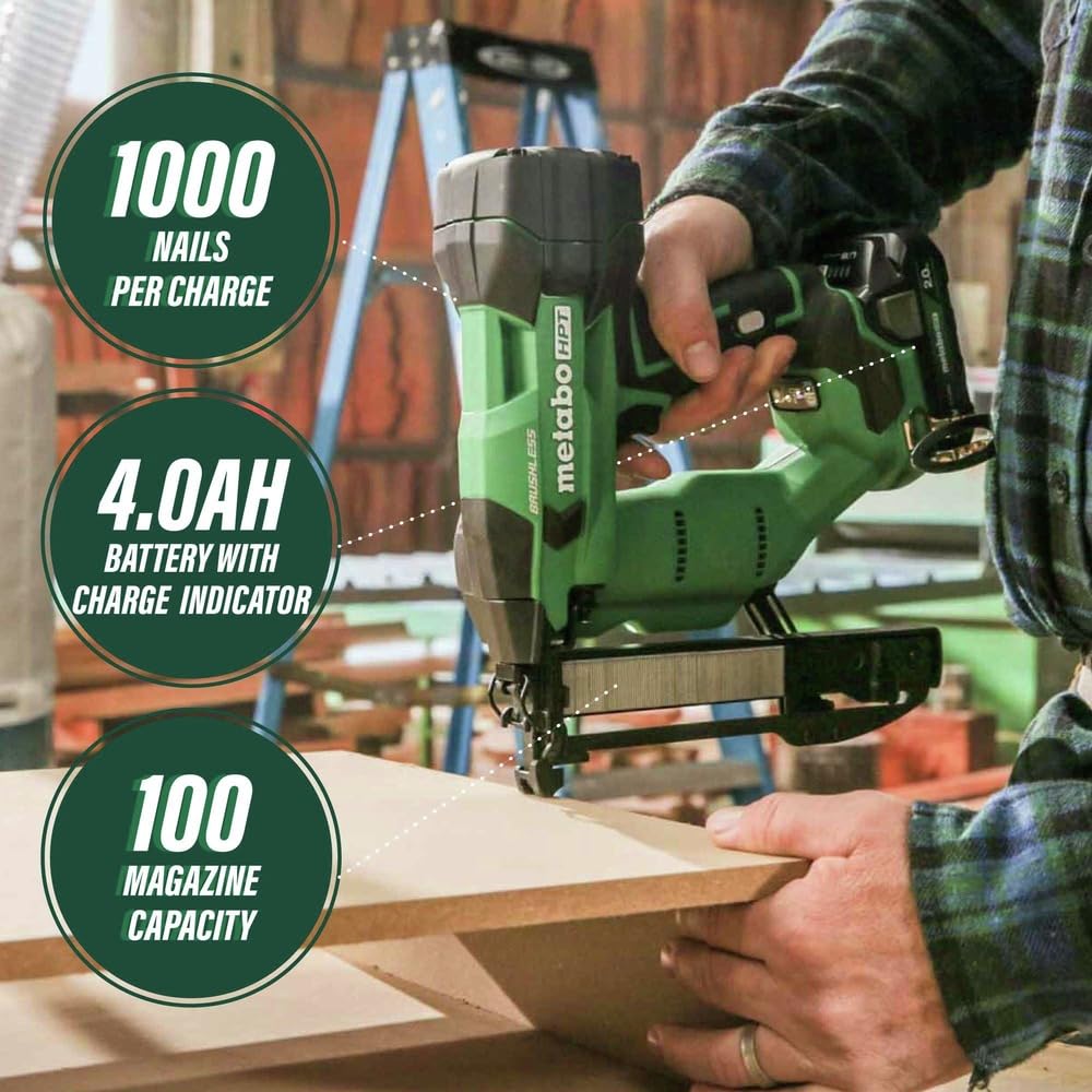 metabo-hpt-18v-multivolt-cordless-narrow-crown-stapler-kit-n1804da-with-2-0ah-ba image 8