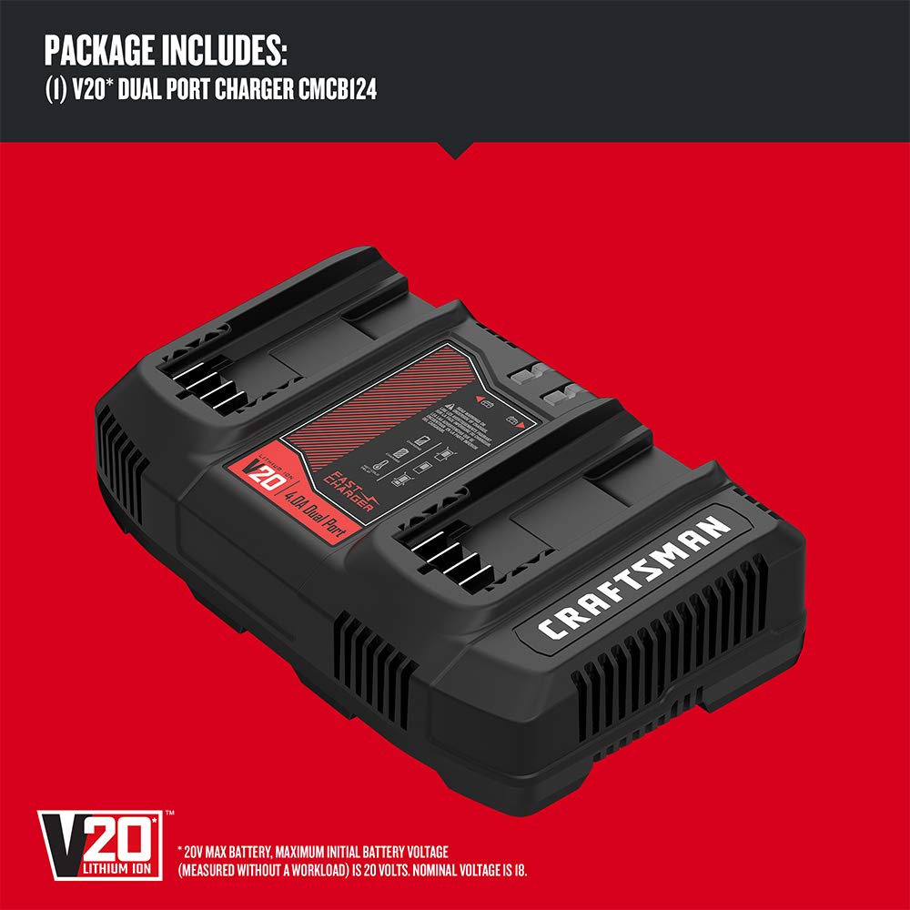 craftsman-v20-2ah-lithium-ion-dual-port-battery-charger-cmcb124 image 3