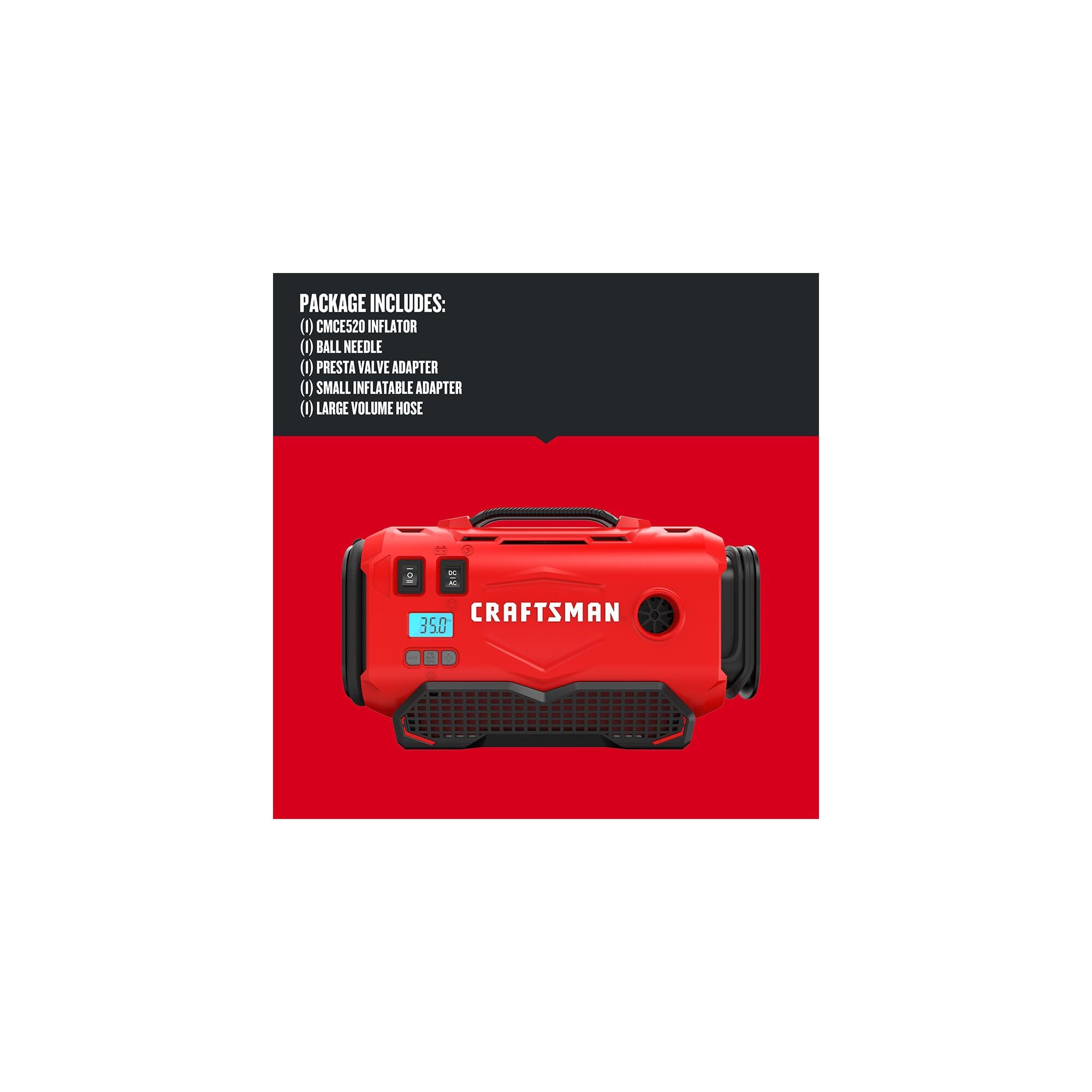 craftsman-v20-tire-inflator-portable-air-compressor-cmce520b-cordless-120v-12v-a image 3