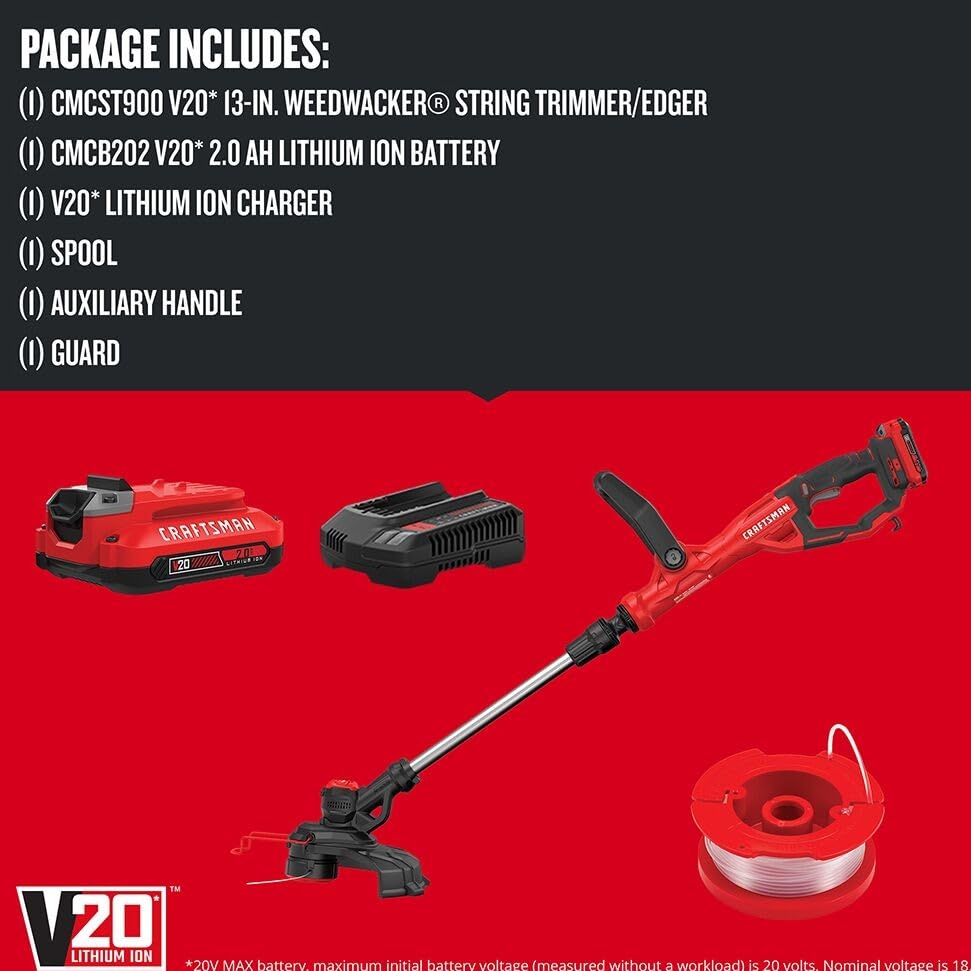 craftsman-v20-cordless-string-trimmer-edger-cmcst900d1-13-inch-2-0-ah-battery-in image 7