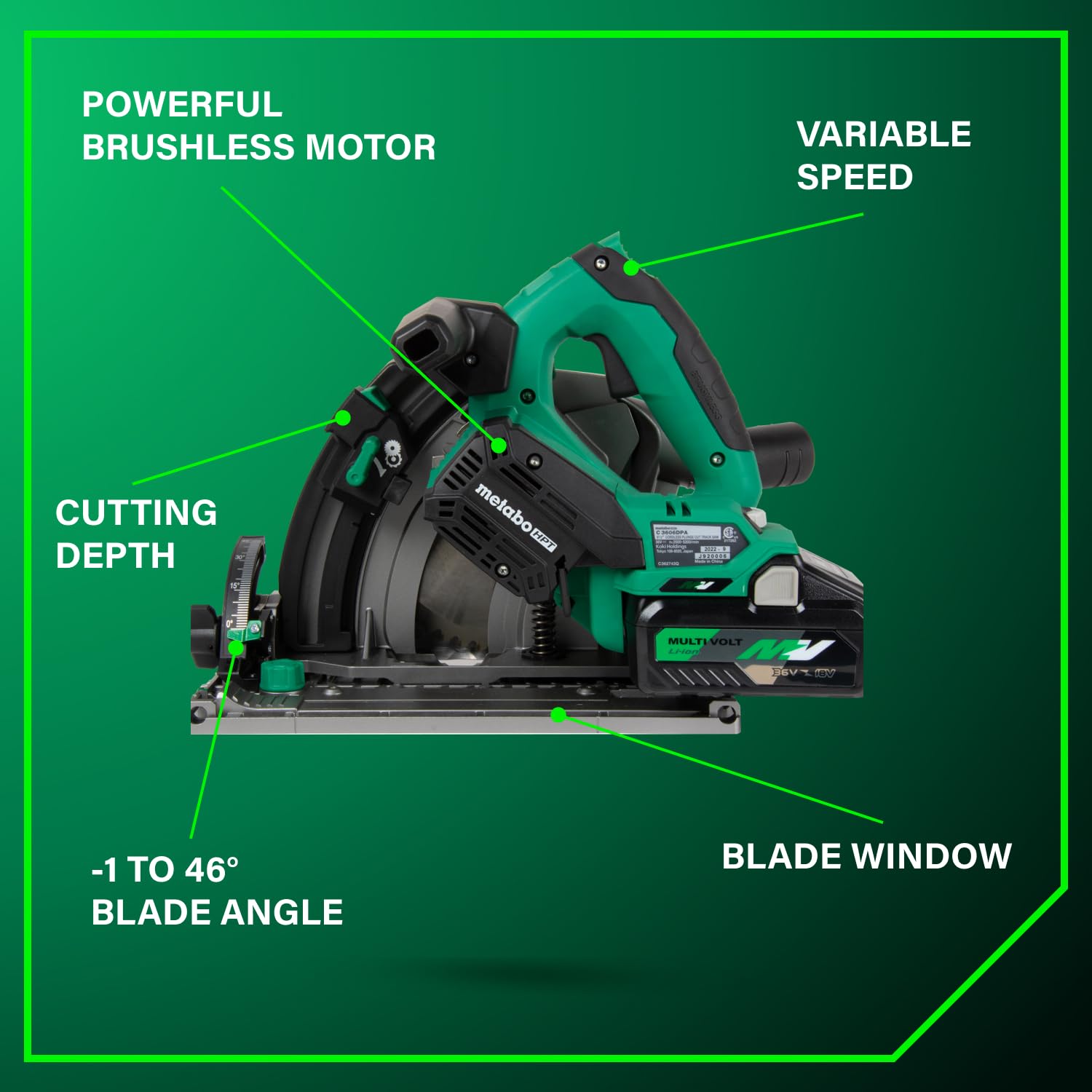 metabo-hpt-36v-multivolt-6-1-2-cordless-track-saw-kit-c3606dpa-with-4-0ah-batter image 7
