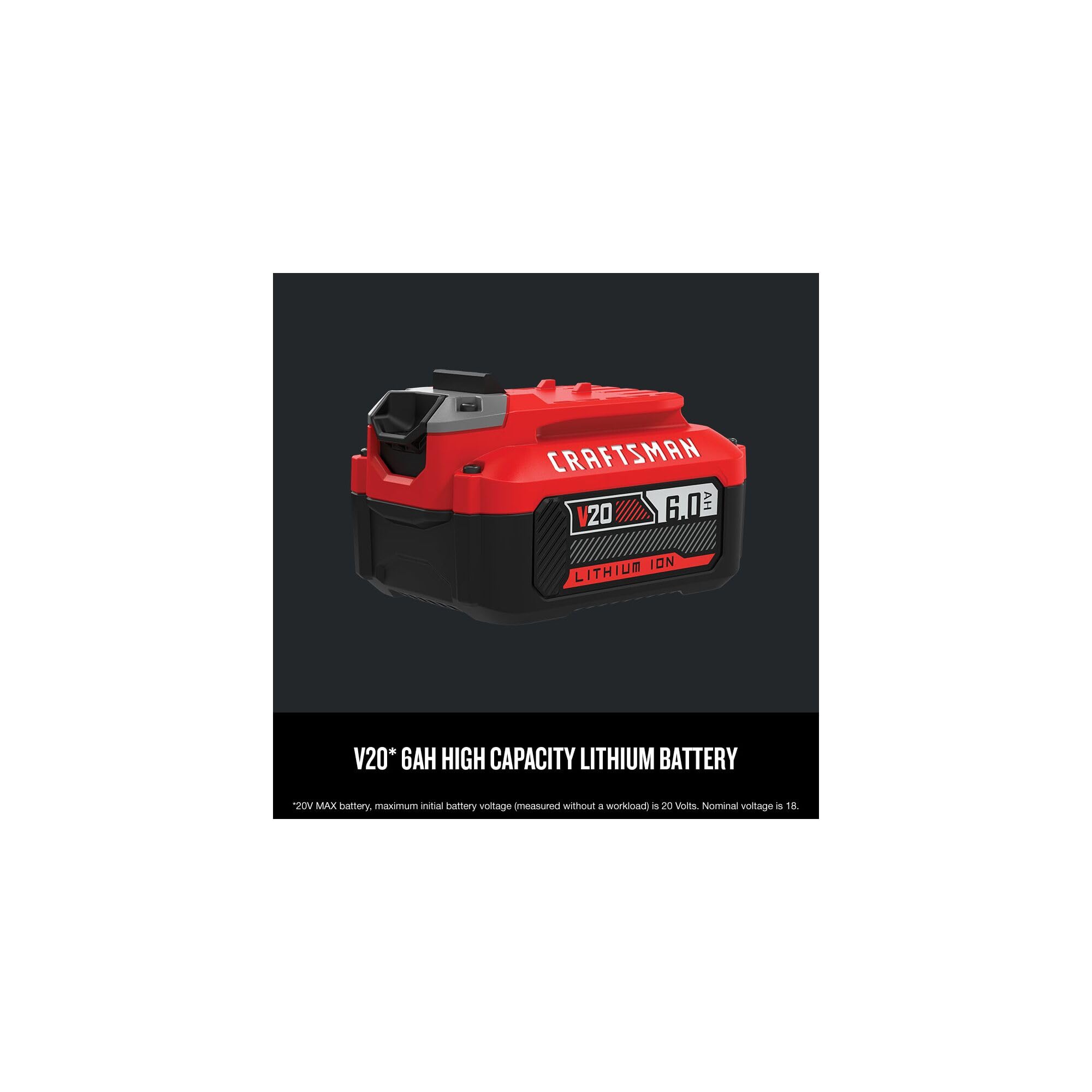 craftsman-v20-20v-max-6ah-lithium-ion-battery-cmcb206-with-3-led-charge-indicato image 2