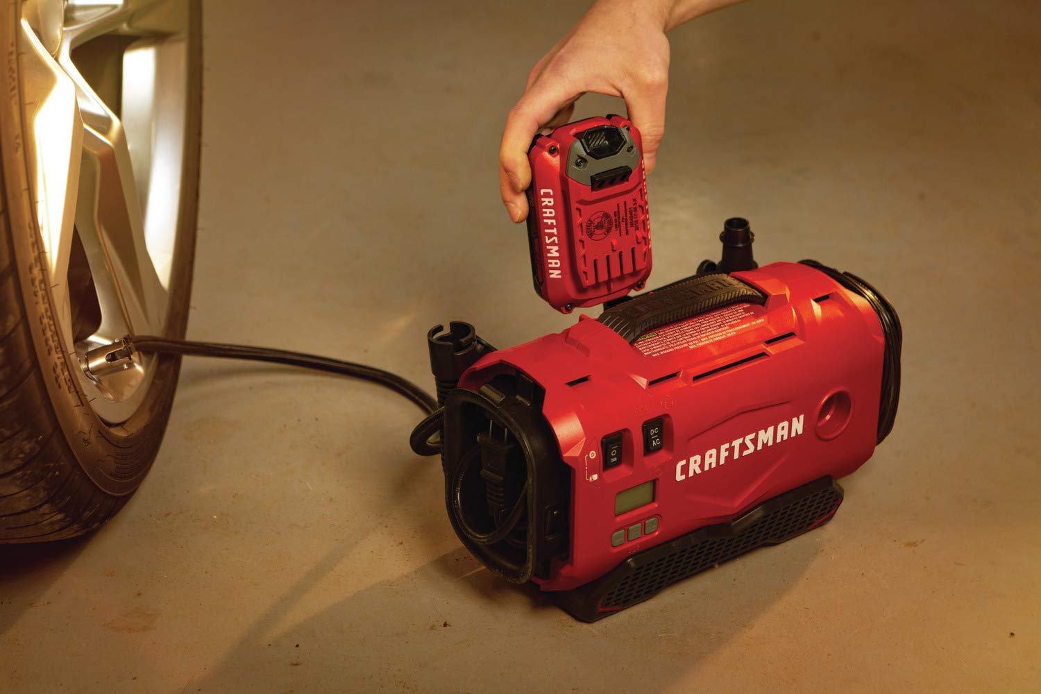 craftsman-v20-tire-inflator-portable-air-compressor-cmce520b-cordless-120v-12v-a image 8