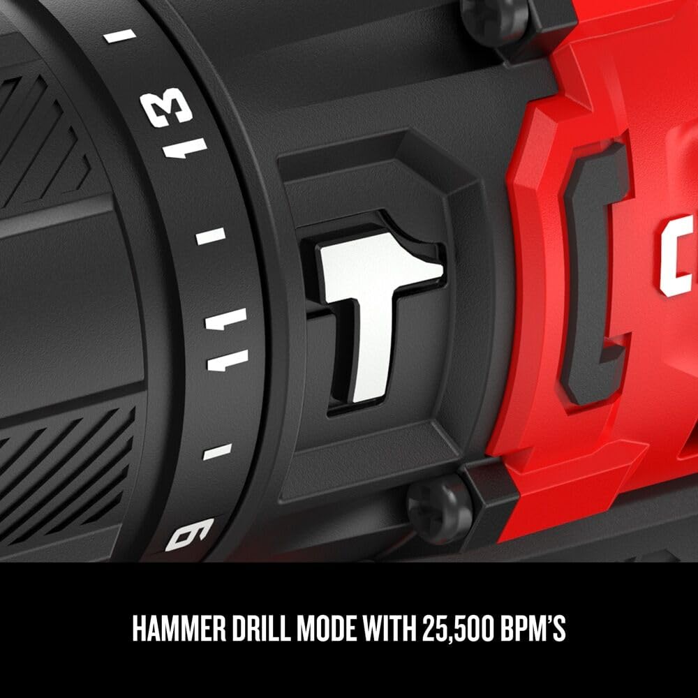 craftsman-v20-cmcd711c2-cordless-hammer-drill-kit-1-2-inch-2-batteries-and-charg image 7
