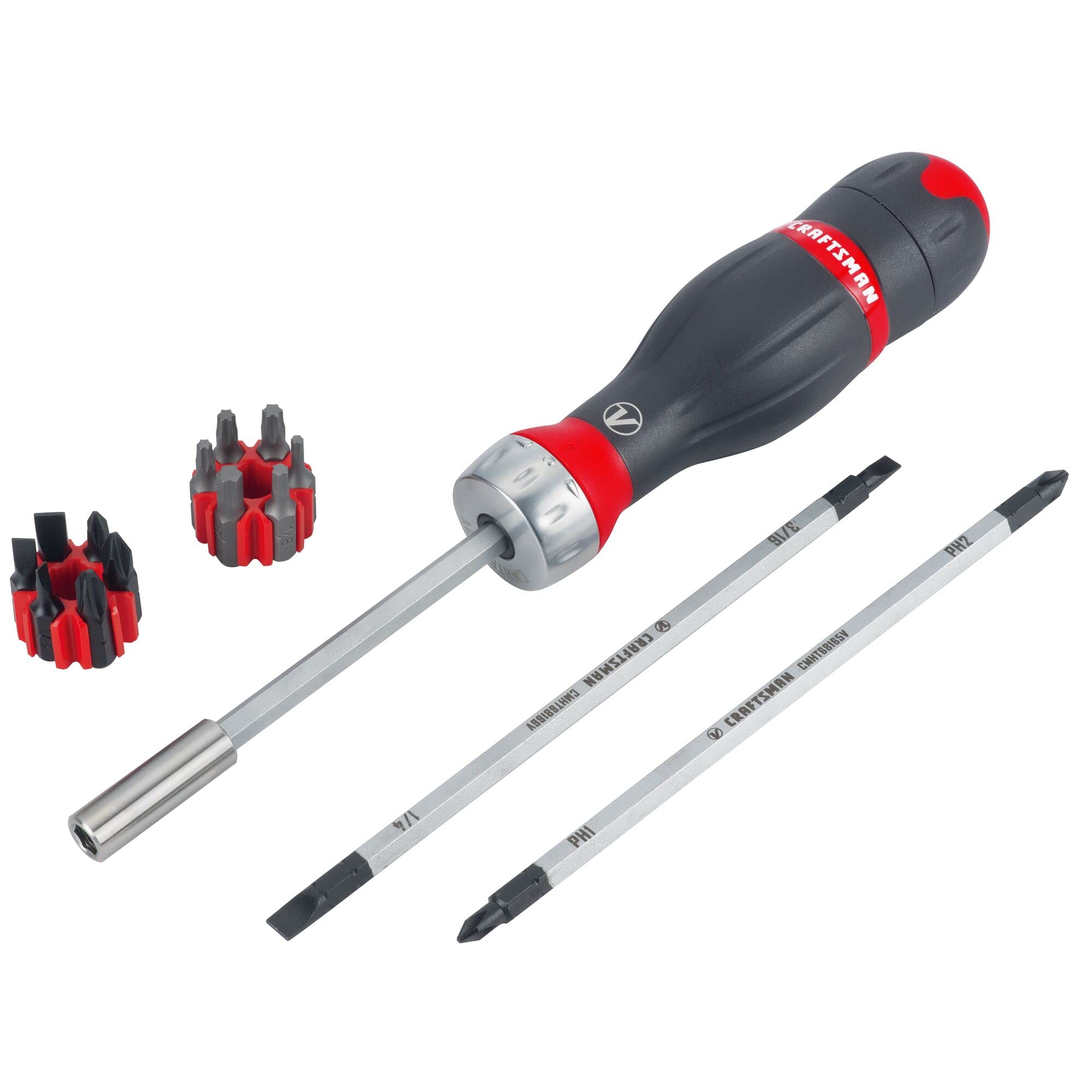 craftsman-v-series-3-in-1-ratcheting-screwdriver-set-with-x-tract-bits-18-piece- image 1