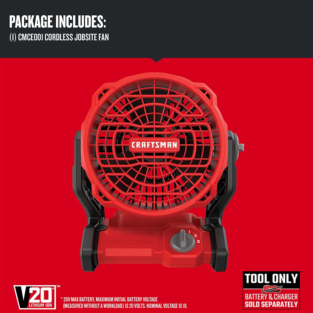 craftsman-cmce001b-v20-cordless-jobsite-fan-ac-dc-3-speeds-tool-only image 3