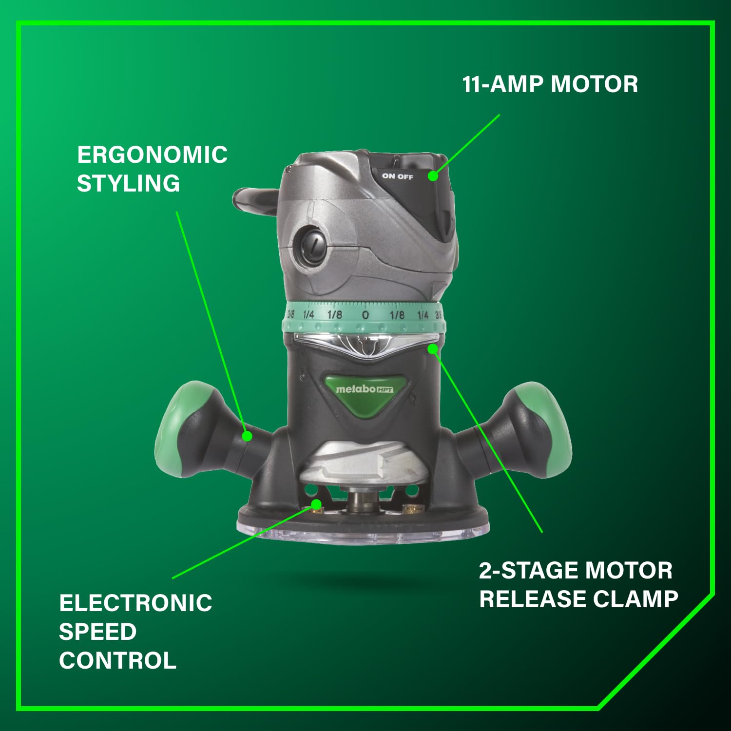 metabo-hpt-m12vc-variable-speed-fixed-base-router-2-1-4-hp-11-amp-motor-electron image 3