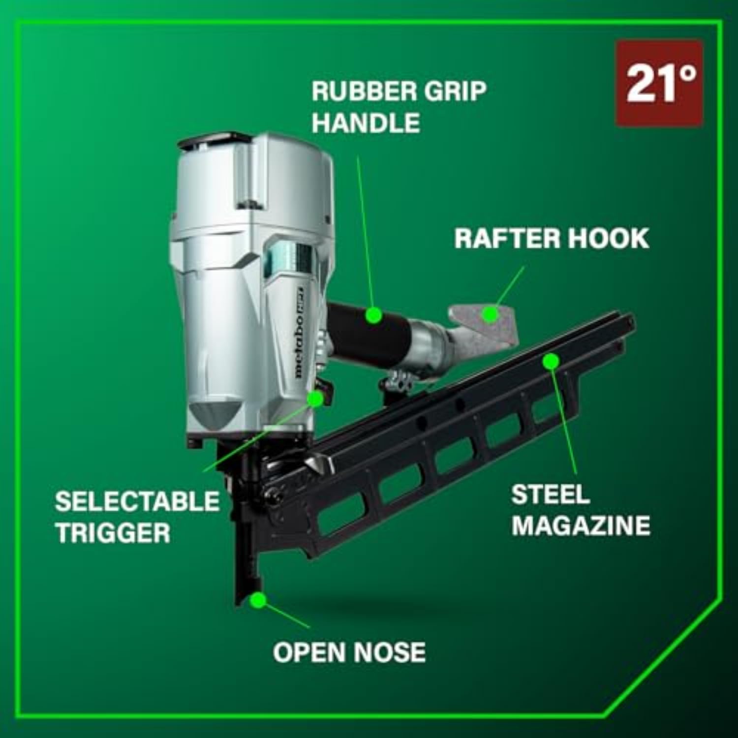 metabo-hpt-nr83a5-s-21-full-round-head-framing-nailer-pneumatic-plastic-collated image 5