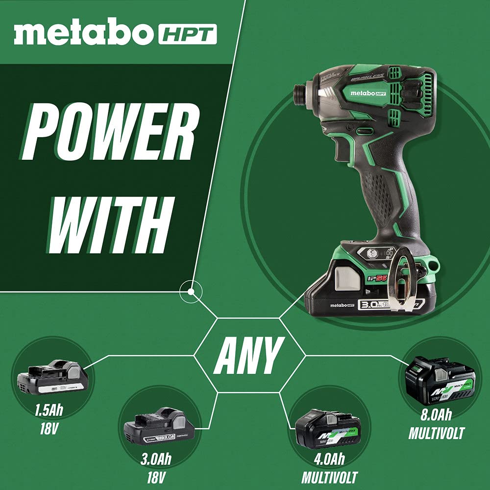 metabo-hpt-18v-cordless-impact-driver-kit-triple-hammer-technology-2-3-0ah-batte image 3