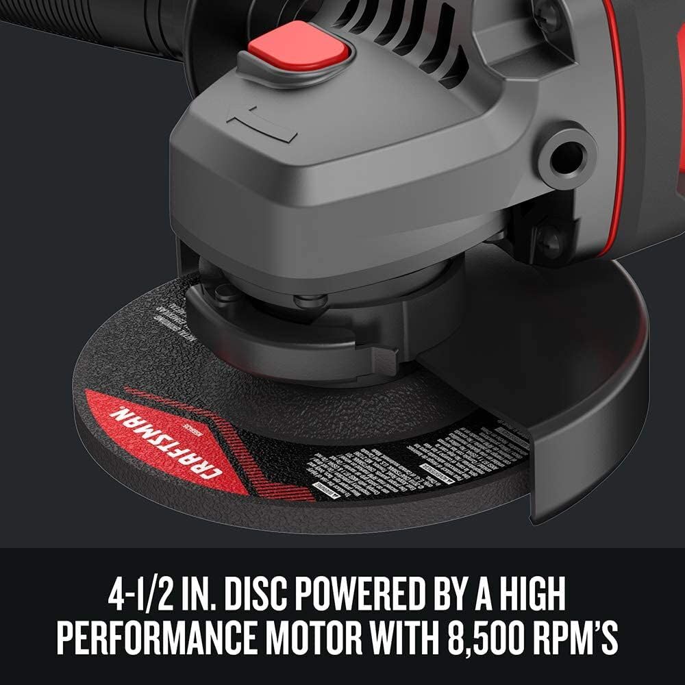 craftsman-v20-cordless-angle-grinder-kit-4-1-2-inch-with-battery-and-charger-cmc image 6