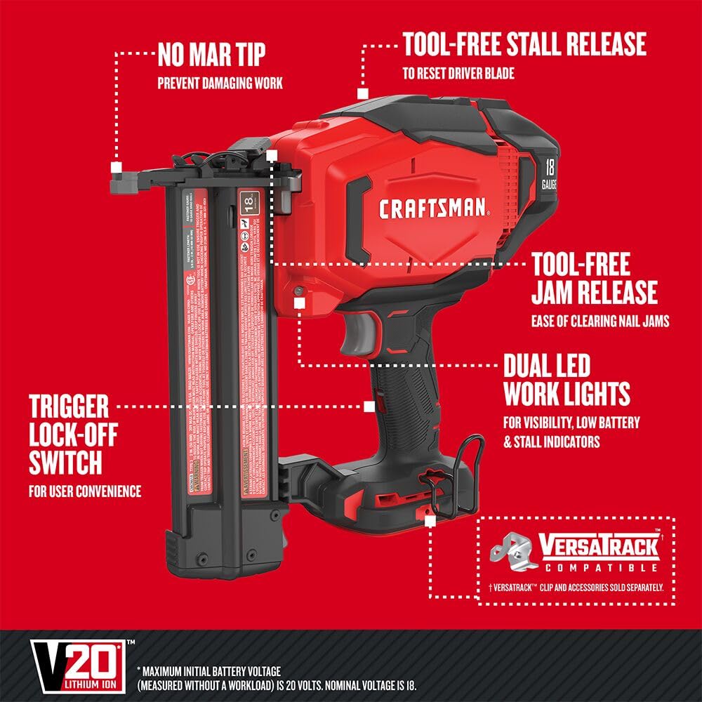 craftsman-v20-cordless-18ga-brad-nailer-cmcn618b-bare-tool-only image 2