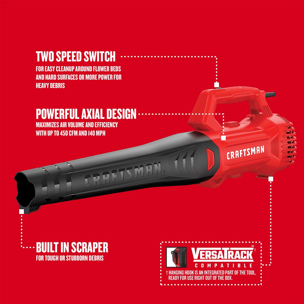 craftsman-corded-leaf-blower-9-amp-handheld-axial-electric-140-mph-450-cfm-cmebl image 3