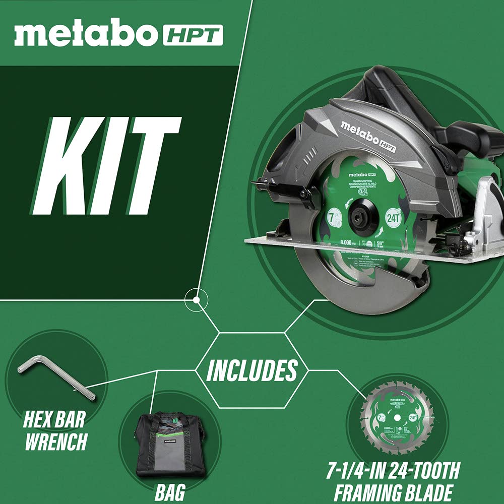 metabo-hpt-c7ur-7-1-4-inch-15-amp-circular-saw-kit-with-ripmax-blade-and-bag image 2