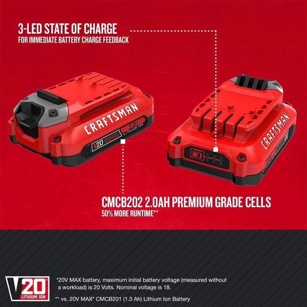 craftsman-v20-2-0ah-lithium-ion-battery-2-pack-cmcb202-2 image 2