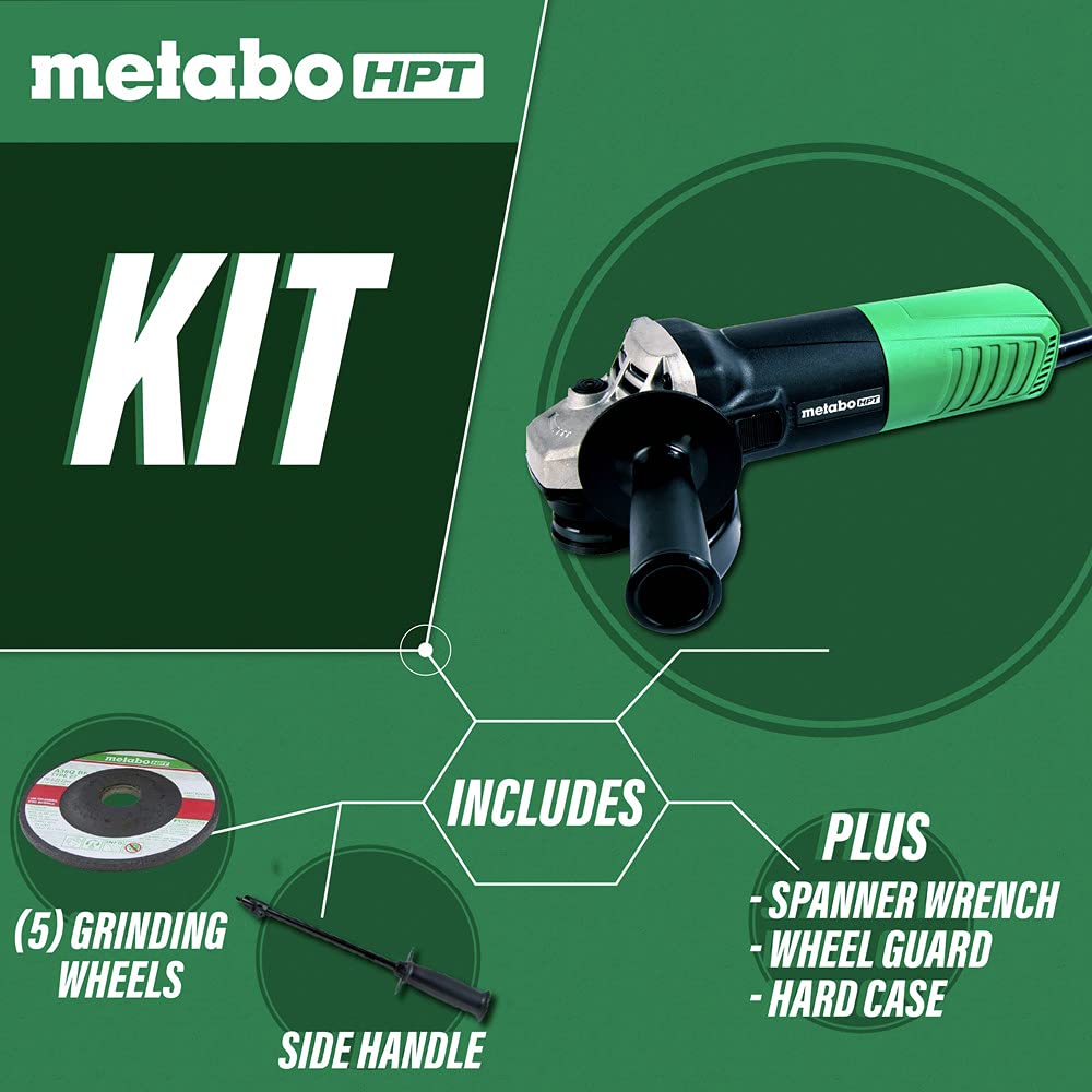 metabo-hpt-4-1-2-inch-angle-grinder-6-2-amp-motor-compact-lightweight-g12sr4-wit image 2