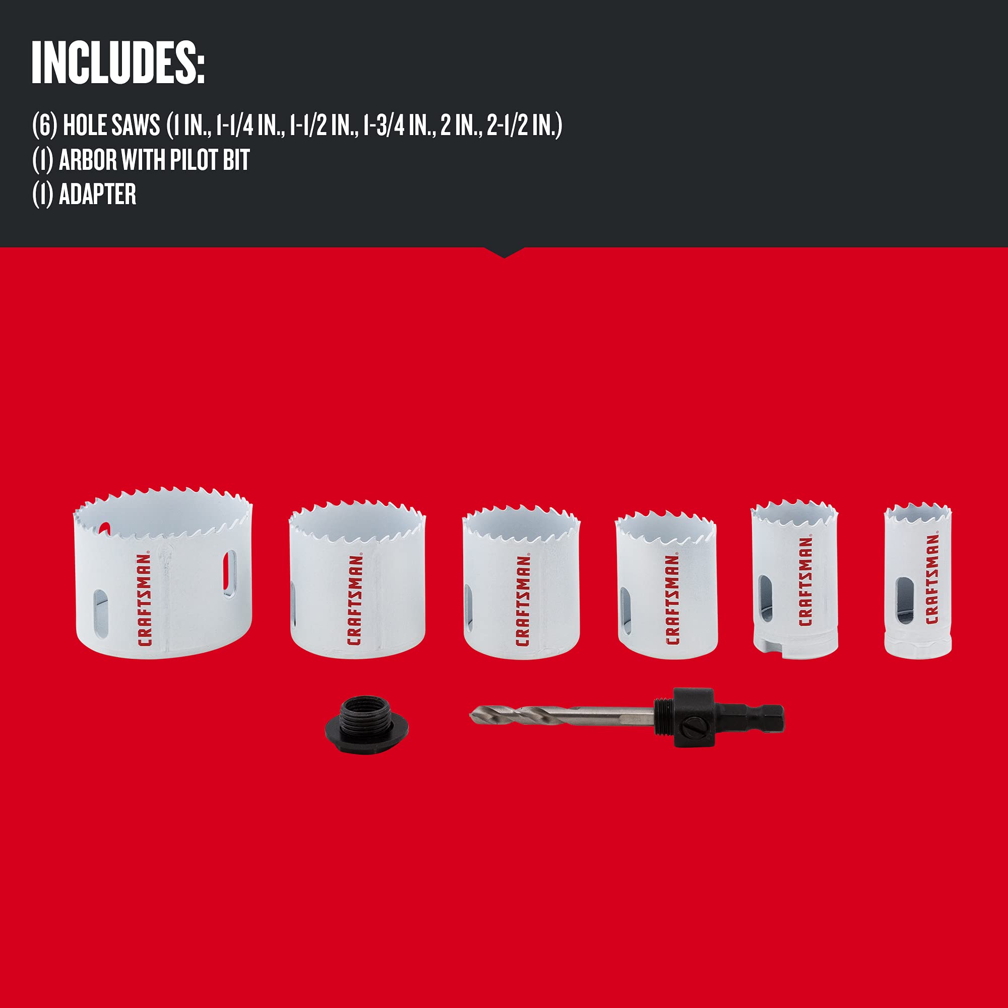craftsman-bi-metal-hole-saw-kit-7-piece-set-cmah1set7-sizes-1-to-2-1-2-with-arbo image 2