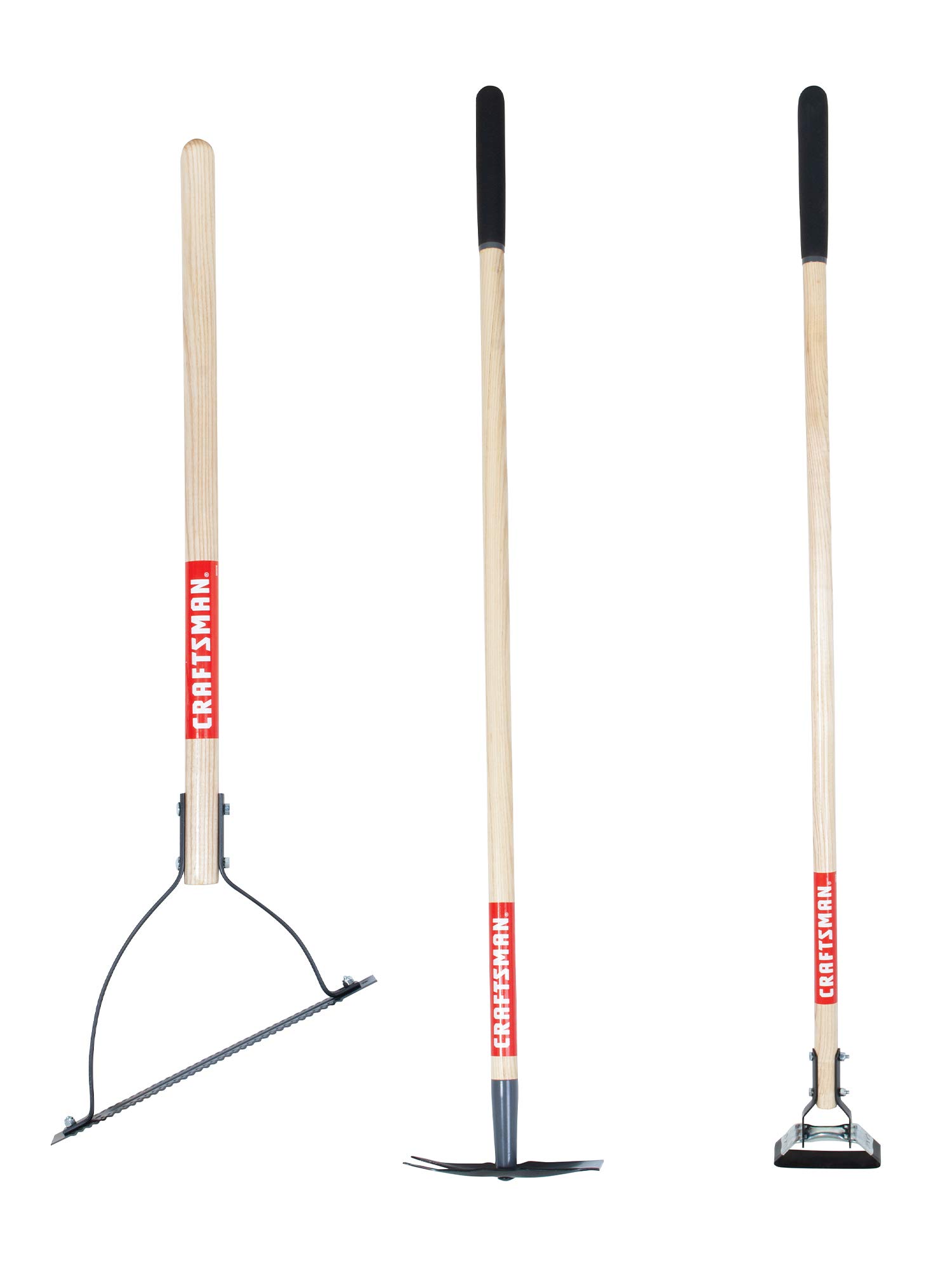 craftsman-3-piece-long-wood-handle-weeding-tool-set-with-weeding-hoe-2-prong-hoe image 1
