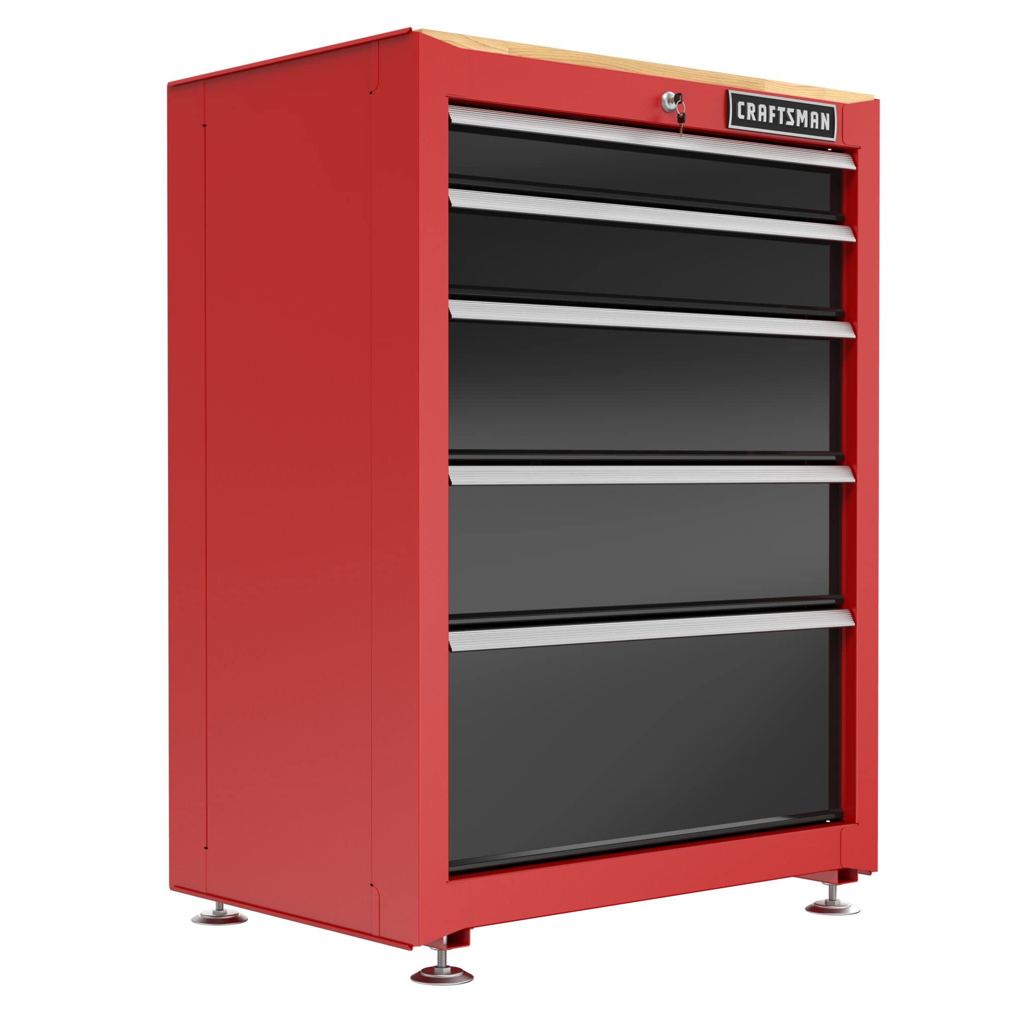craftsman-cmst22602rb-5-drawer-metal-garage-storage-cabinet-with-butcher-block-t image 4