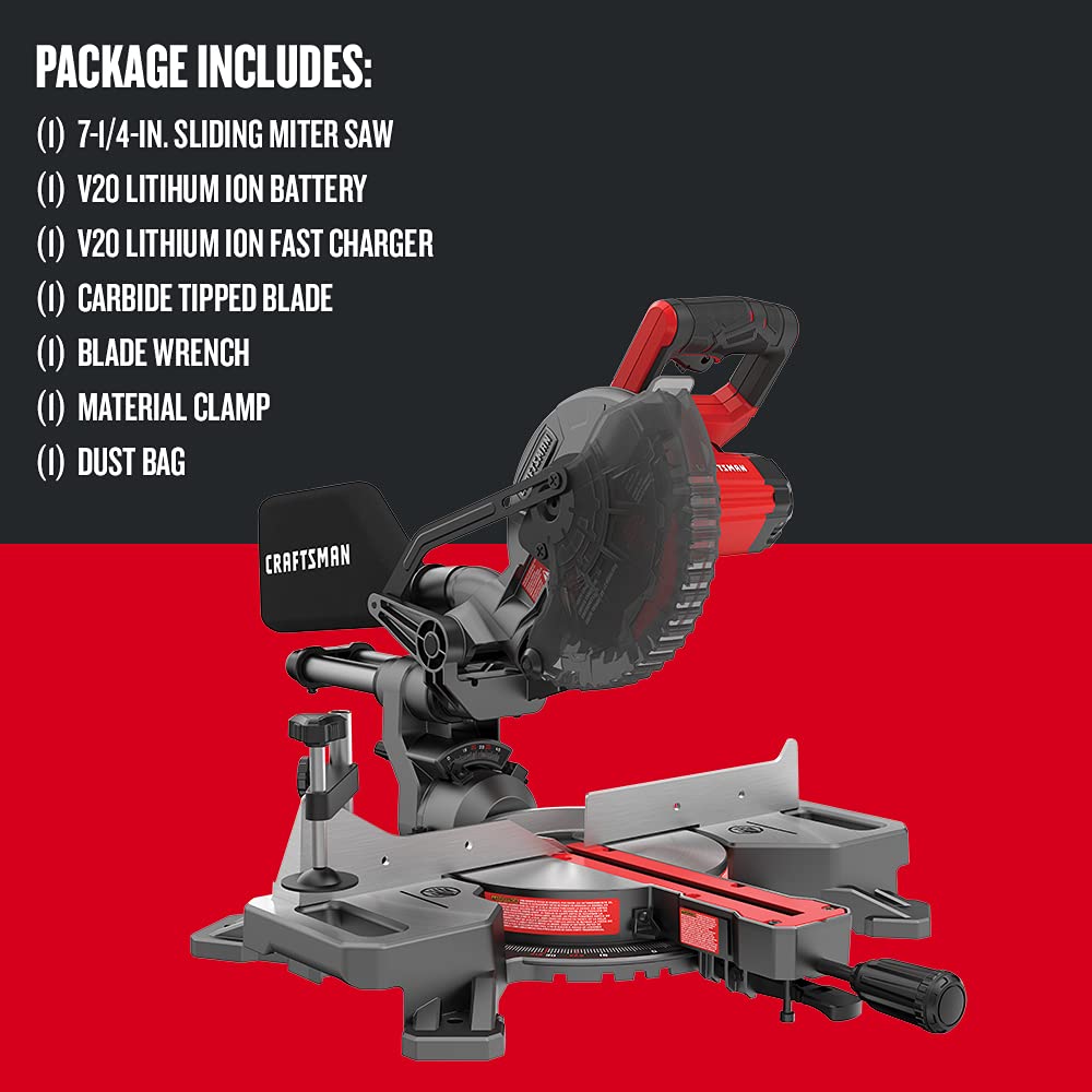 craftsman-v20-cordless-sliding-miter-saw-7-1-4-inch-single-bevel-battery-charger image 3