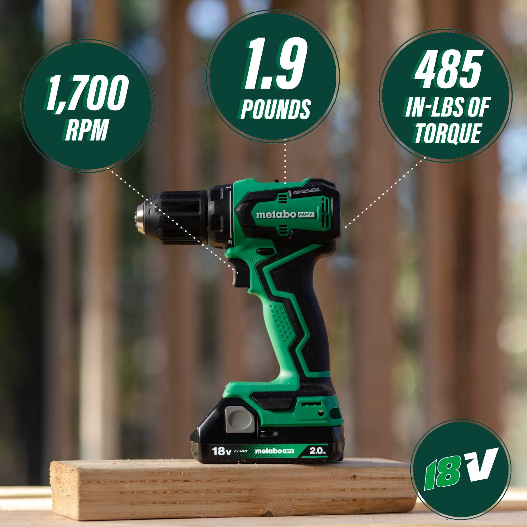metabo-hpt-18v-multivolt-sub-compact-brushless-combo-kit-kc18ddxs-with-2-batteri image 2