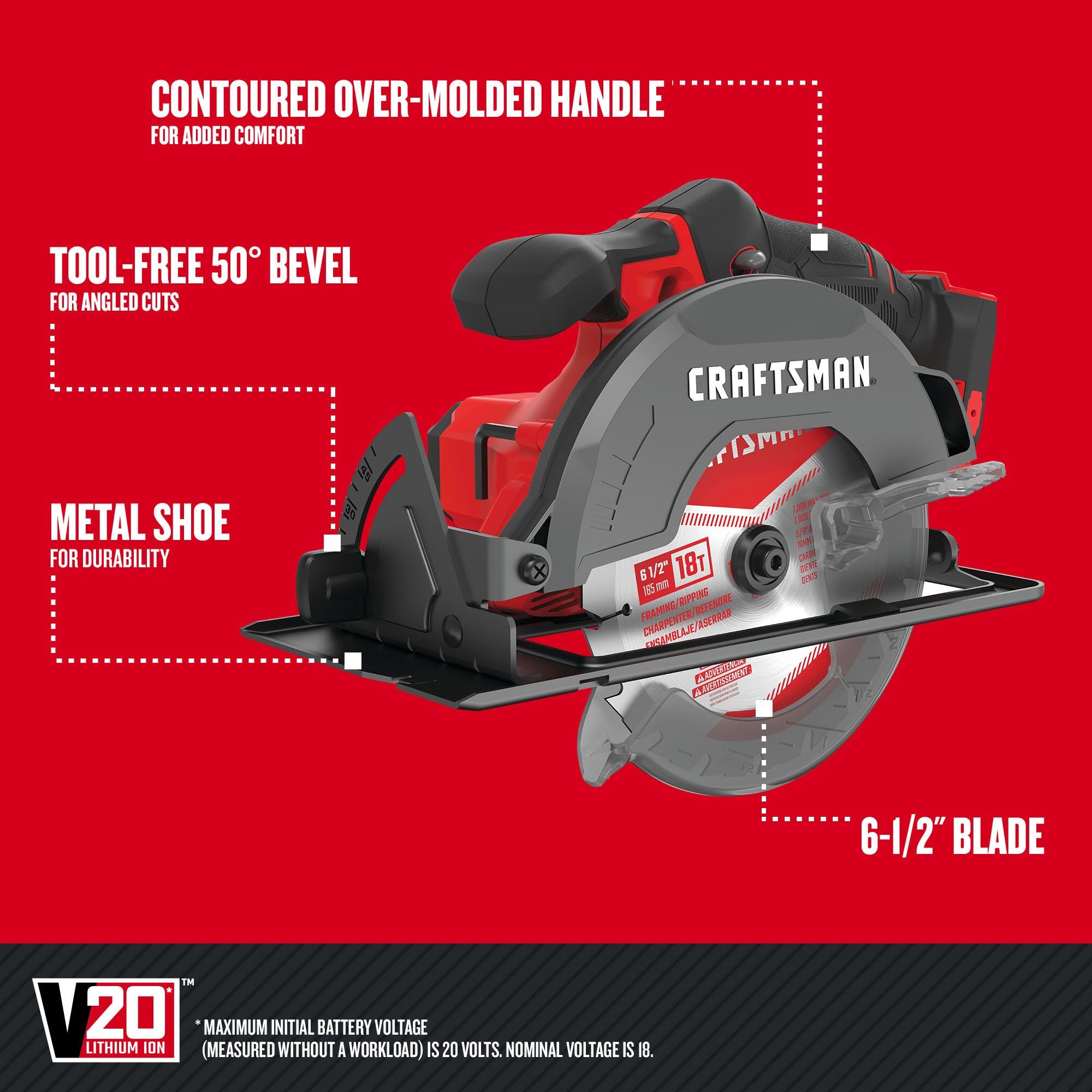 craftsman-v20-cordless-6-tool-power-tool-combo-kit-with-2-batteries-and-charger- image 7