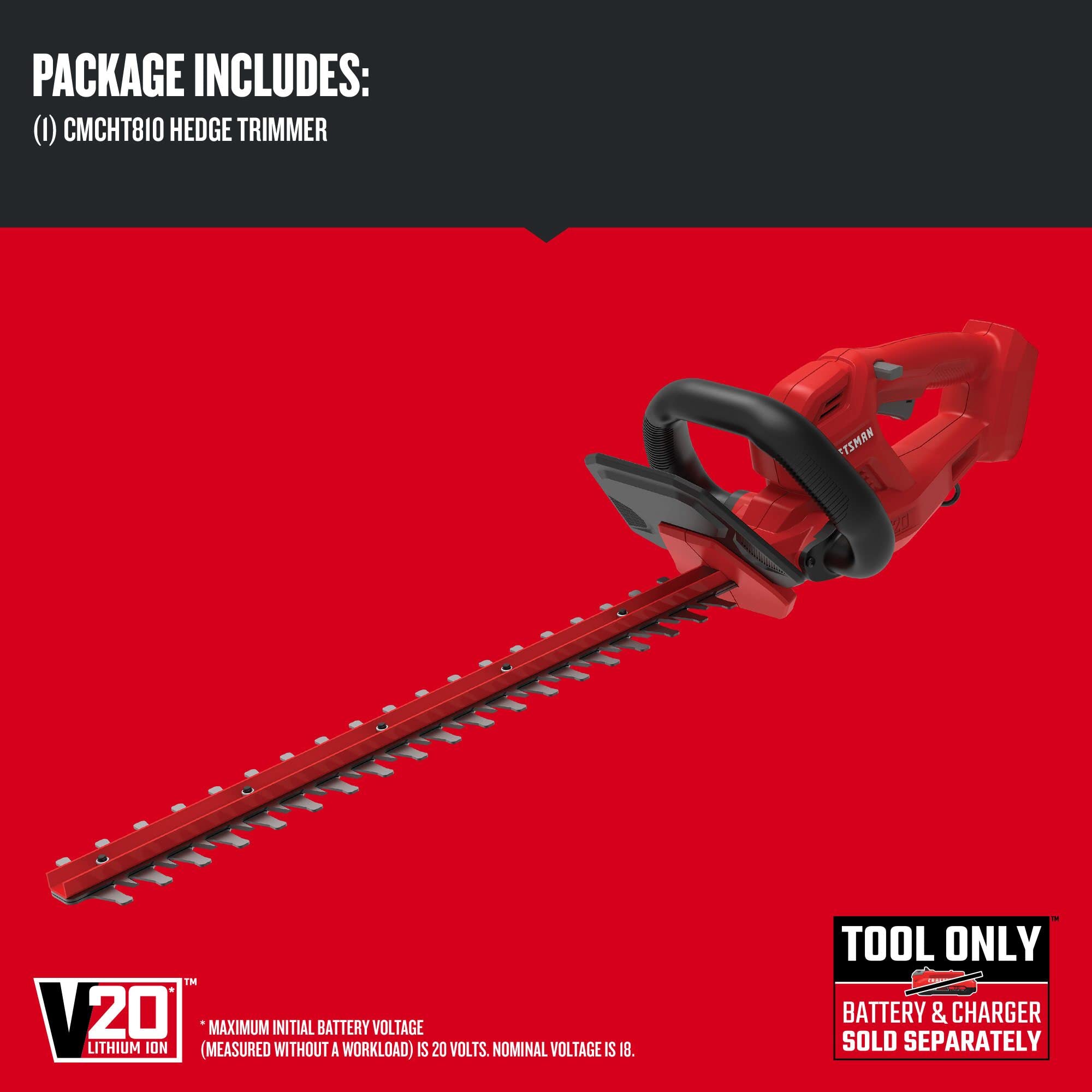 craftsman-v20-cordless-hedge-trimmer-20-inch-dual-action-blades-bare-tool-cmcht8 image 3