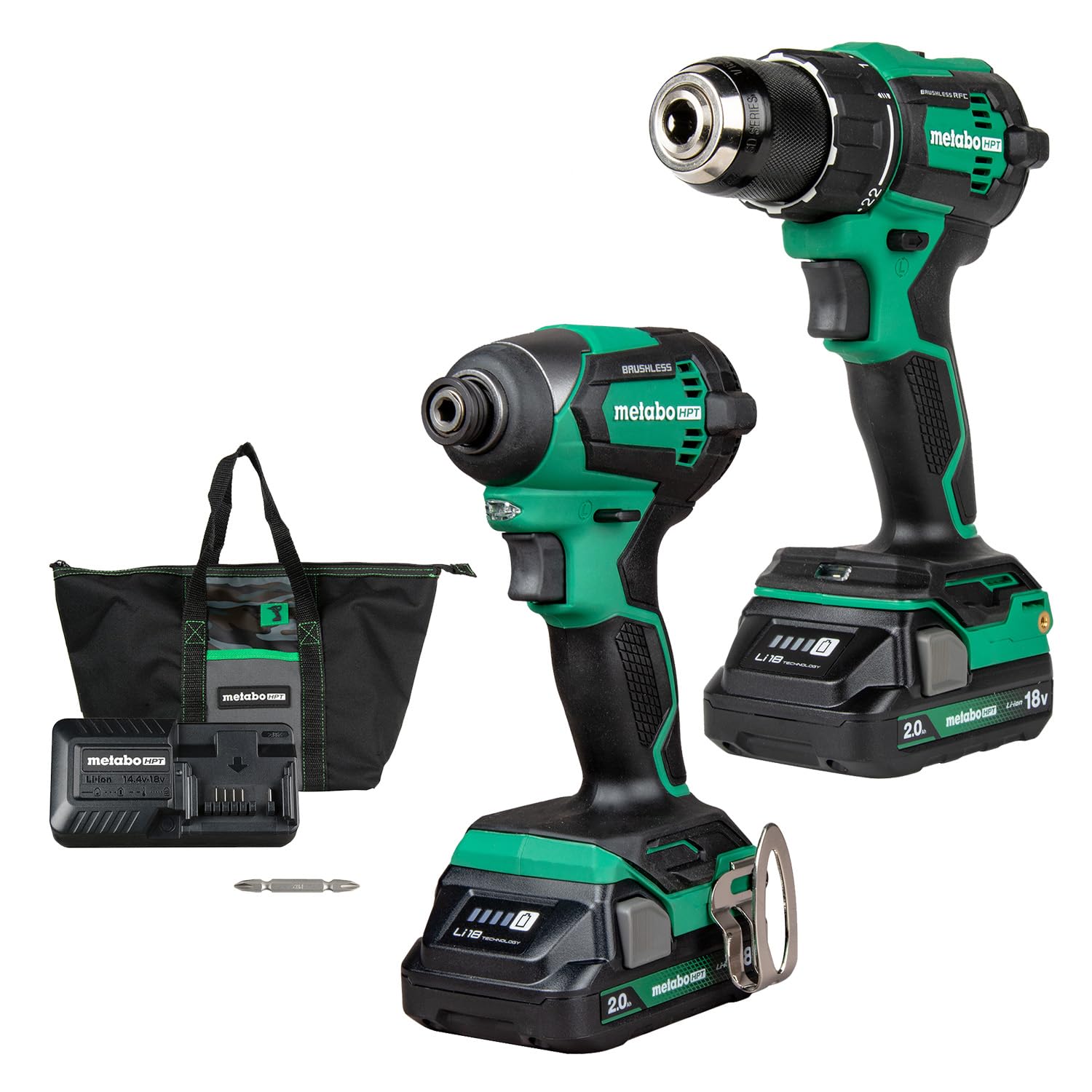 metabo-hpt-18v-brushless-drill-impact-driver-combo-kit-kc18dexqb-with-2-2-0ah-ba image 1