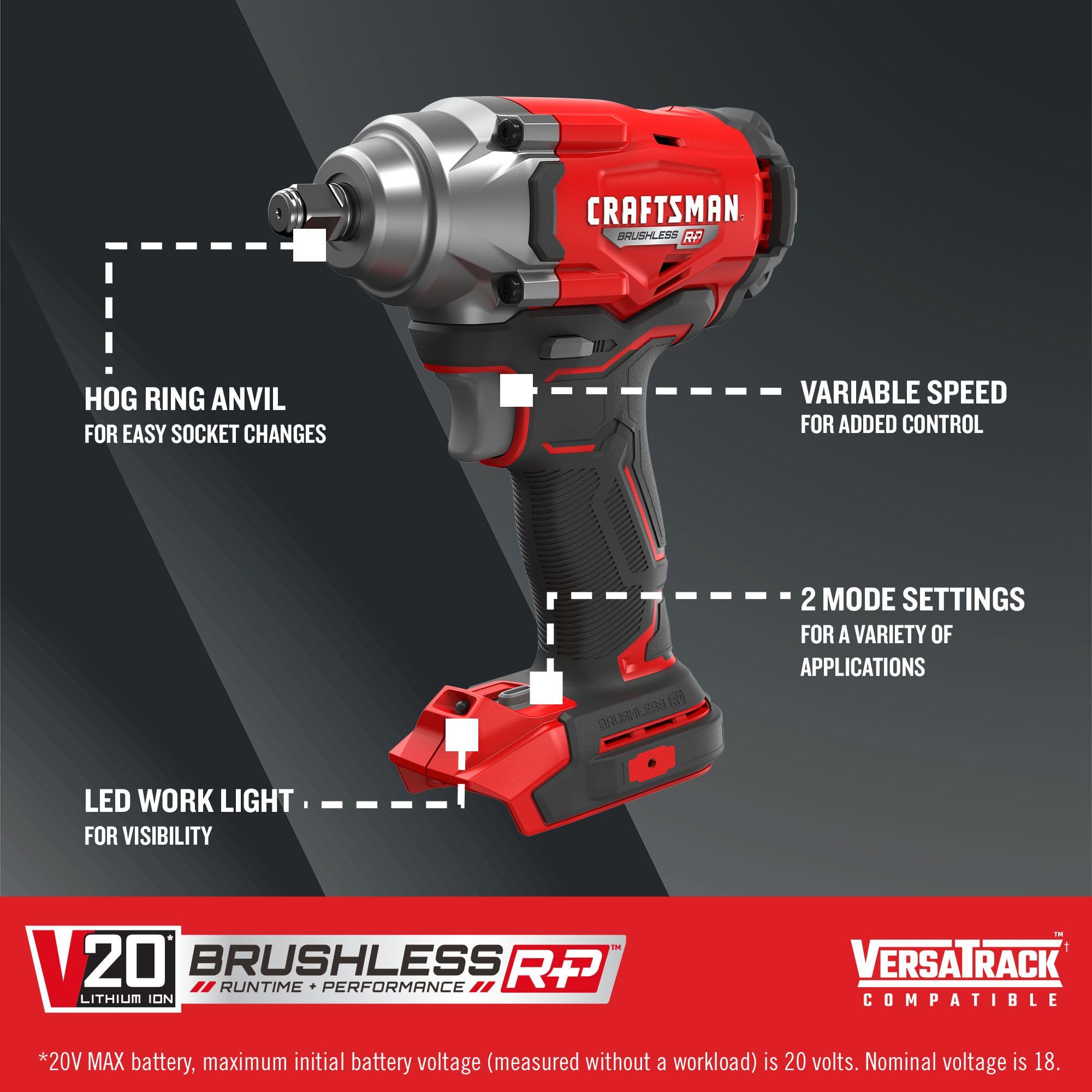 craftsman-v20-cordless-impact-wrench-1-2-inch-mid-torque-cmcf921b-bare-tool-brus image 2