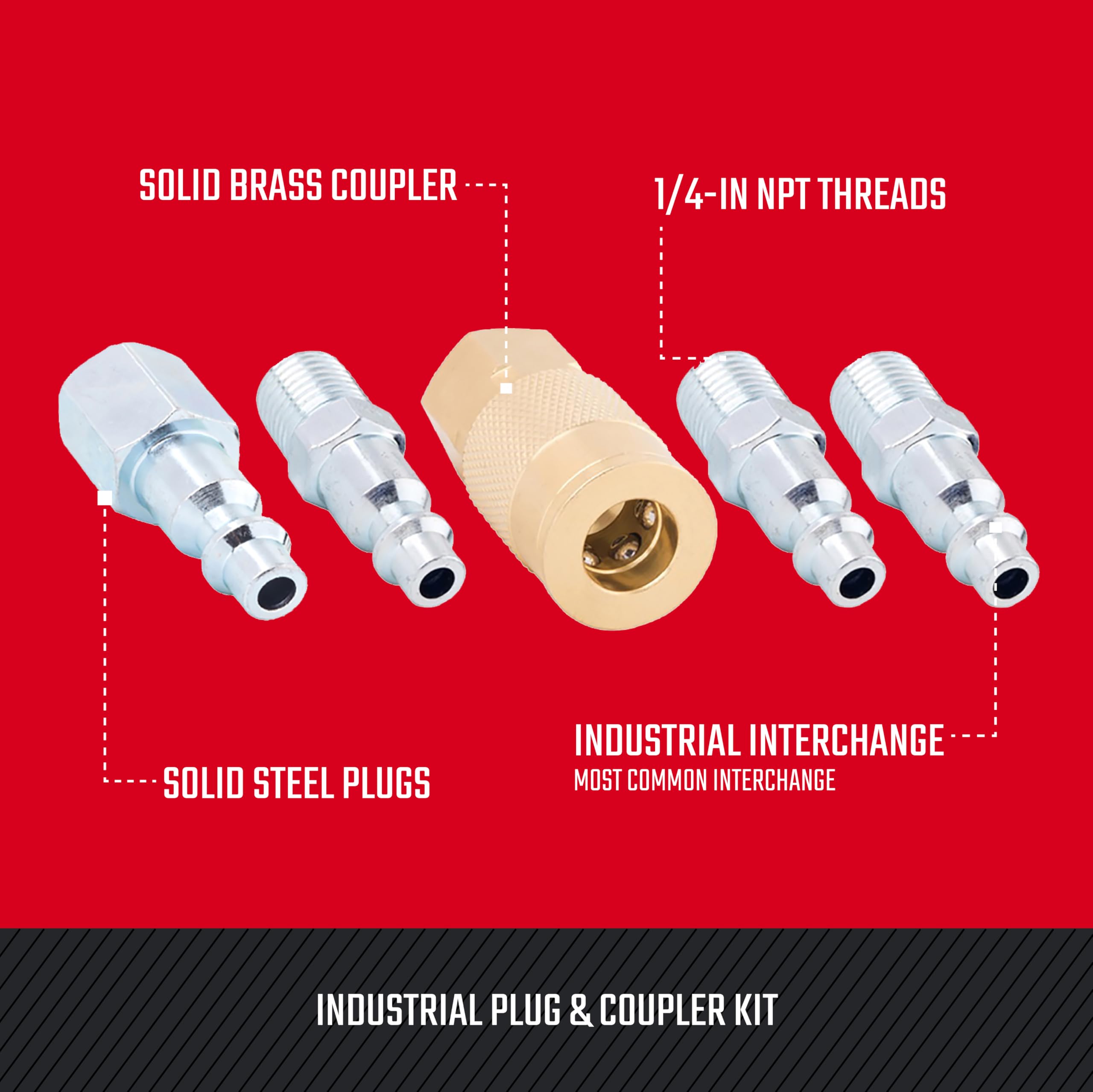 craftsman-5-pc-npt-coupler-plug-kit-industrial-quick-connect-steel-and-brass-1-4 image 3