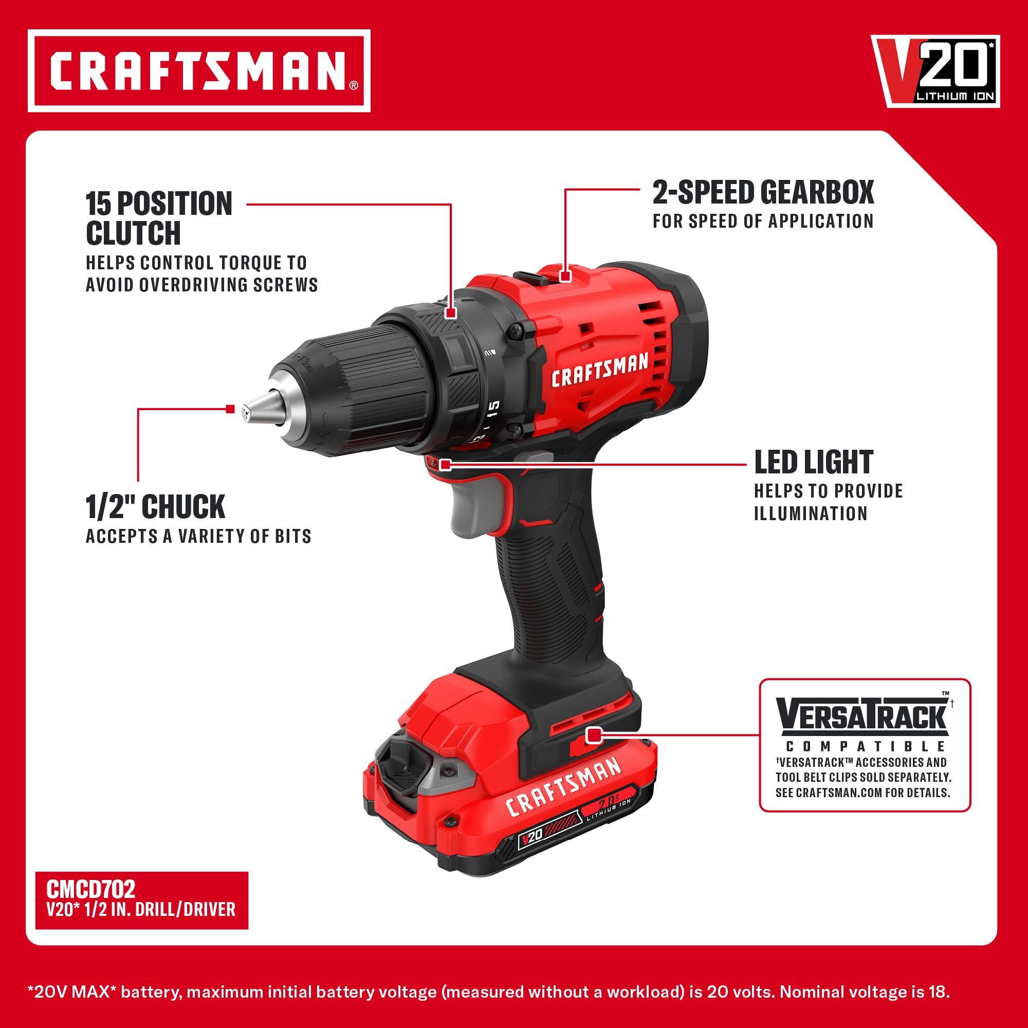 craftsman-v20-cordless-drill-driver-and-impact-driver-combo-kit-cmck201d2-2-x-2a image 8