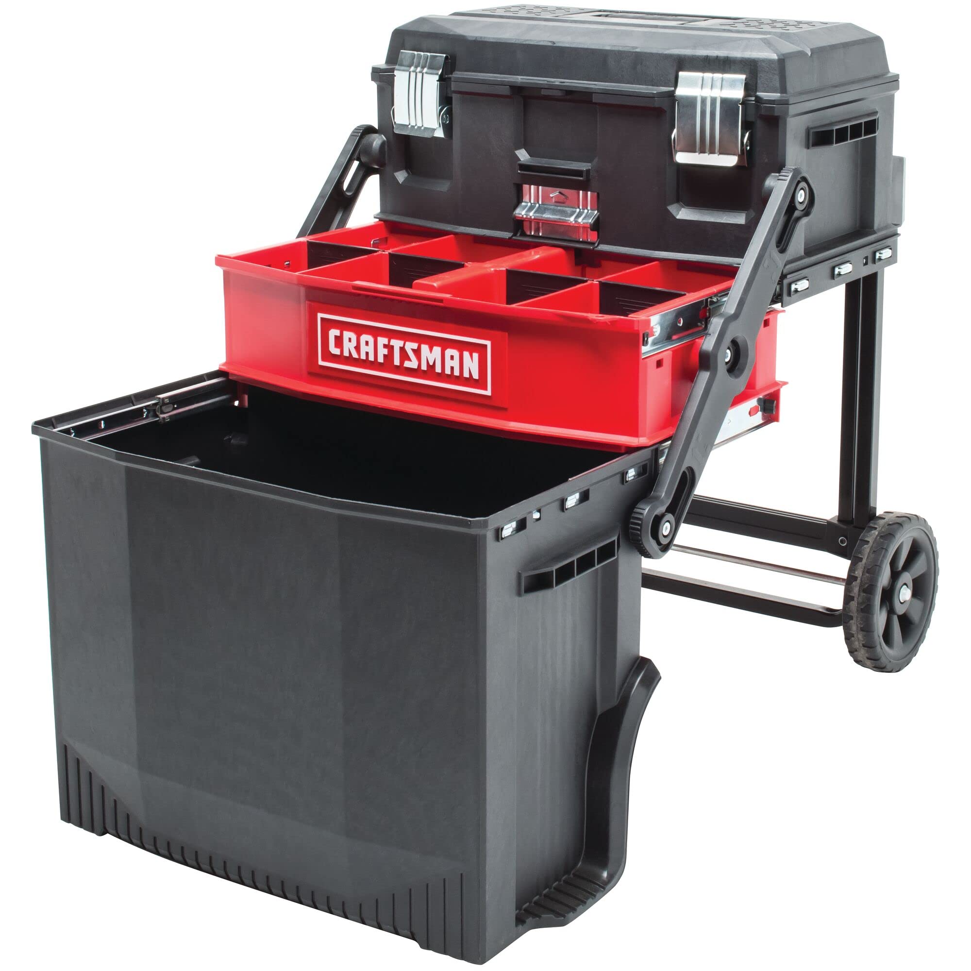 craftsman-19-in-3-in-1-rolling-tool-box-with-wheels-cmst18614-lockable-red-plast image 6