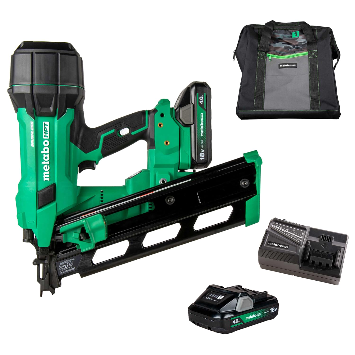 metabo-hpt-18v-multivolt-cordless-21-framing-nailer-kit-nr1890dra-with-4-0ah-bat image 1